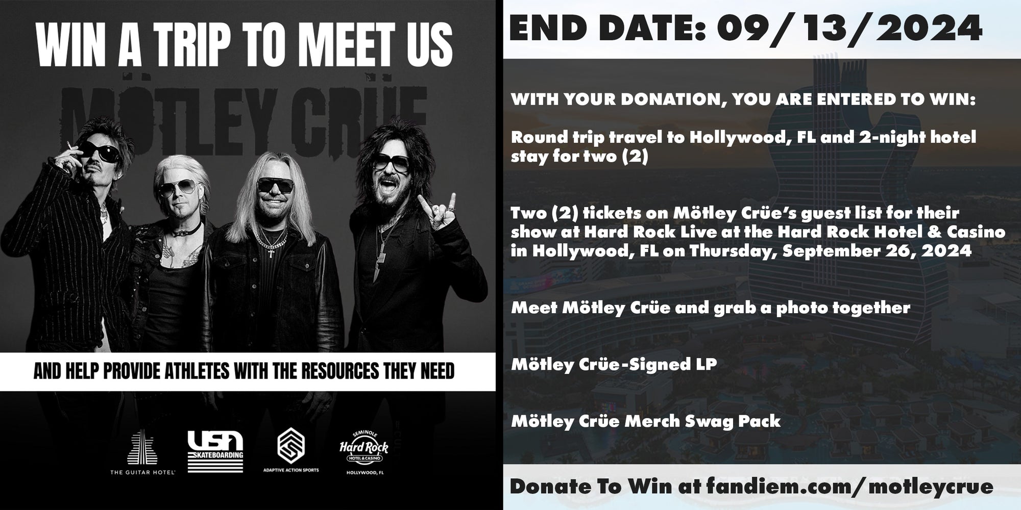 Meet Mötley Crüe at the Hard Rock Hotel and support USA Skateboarding